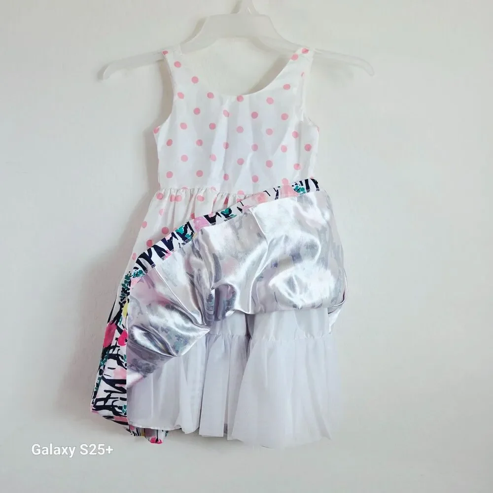 Gymboree Girls Floral Fit & Flare Dress Polka Dot Tulip Border Size 6